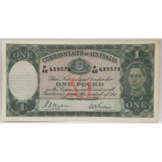 AUSTRALIA 1938 . ONE 1 POUND BANKNOTE . SHEEHAN / McFARLANE